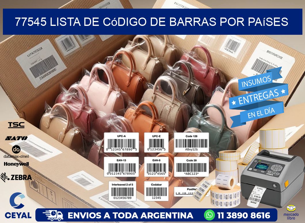 77545 Lista de código de barras por países