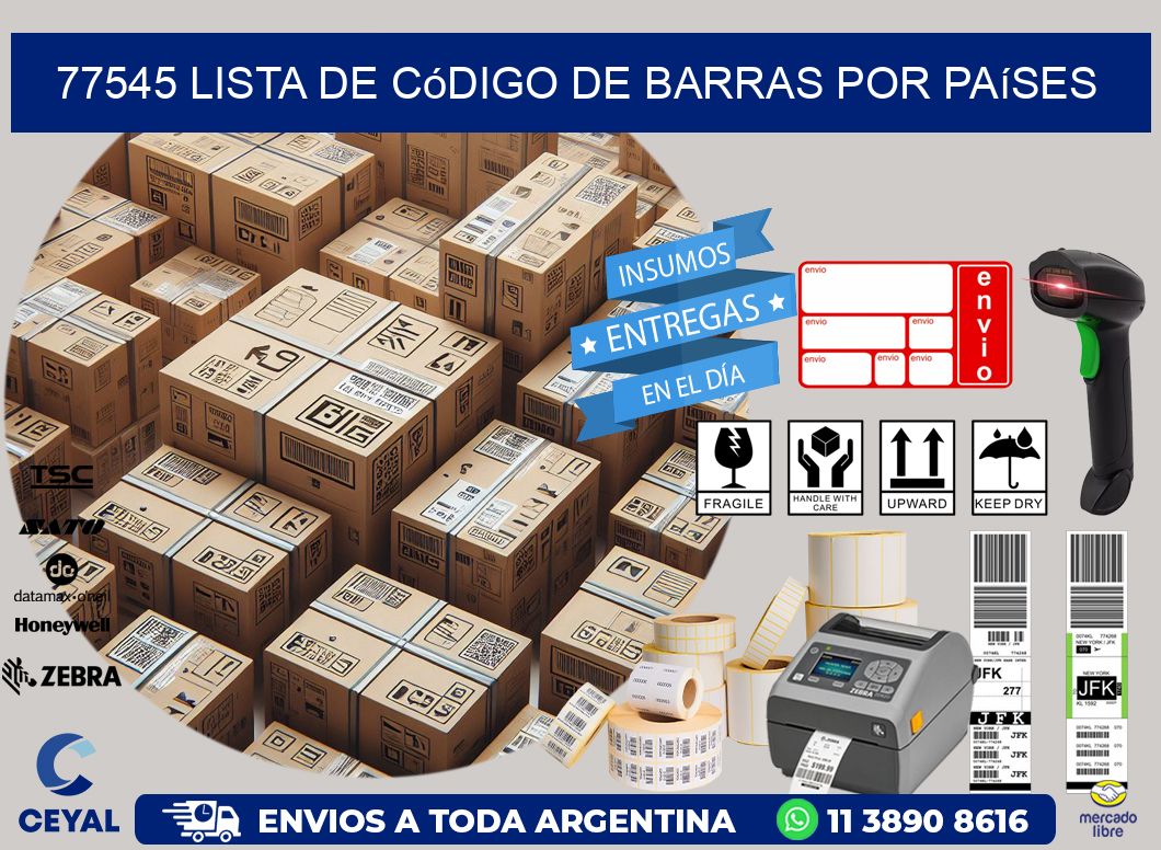 77545 Lista de código de barras por países