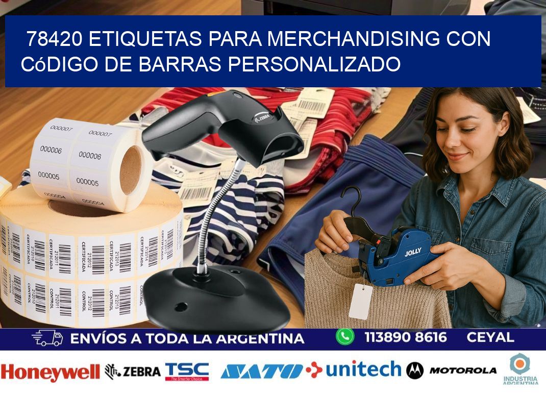 78420 etiquetas para merchandising con código de barras personalizado