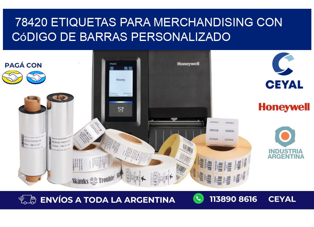 78420 etiquetas para merchandising con código de barras personalizado
