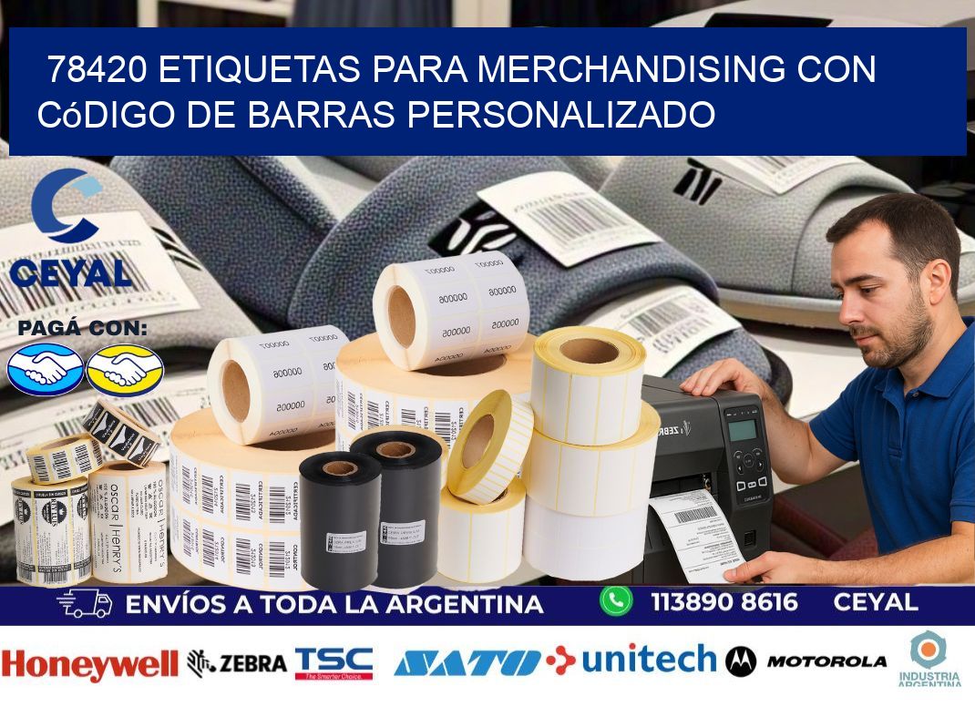 78420 etiquetas para merchandising con código de barras personalizado