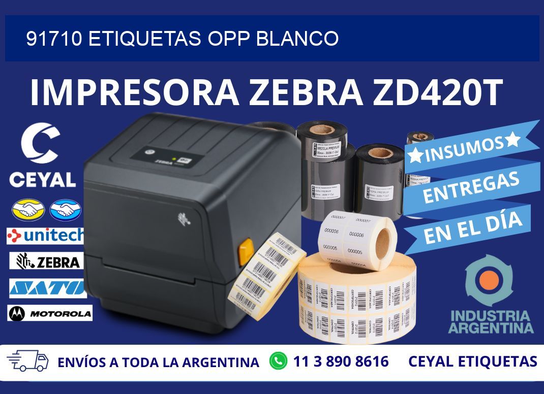 91710 etiquetas OPP blanco