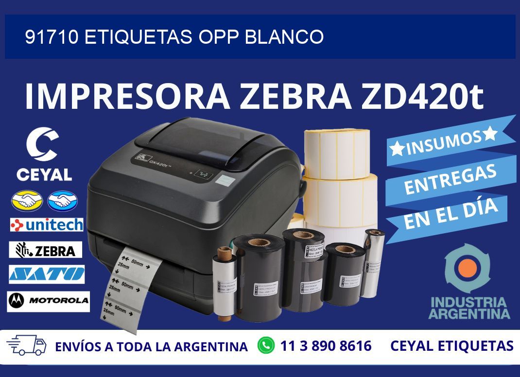 91710 etiquetas OPP blanco