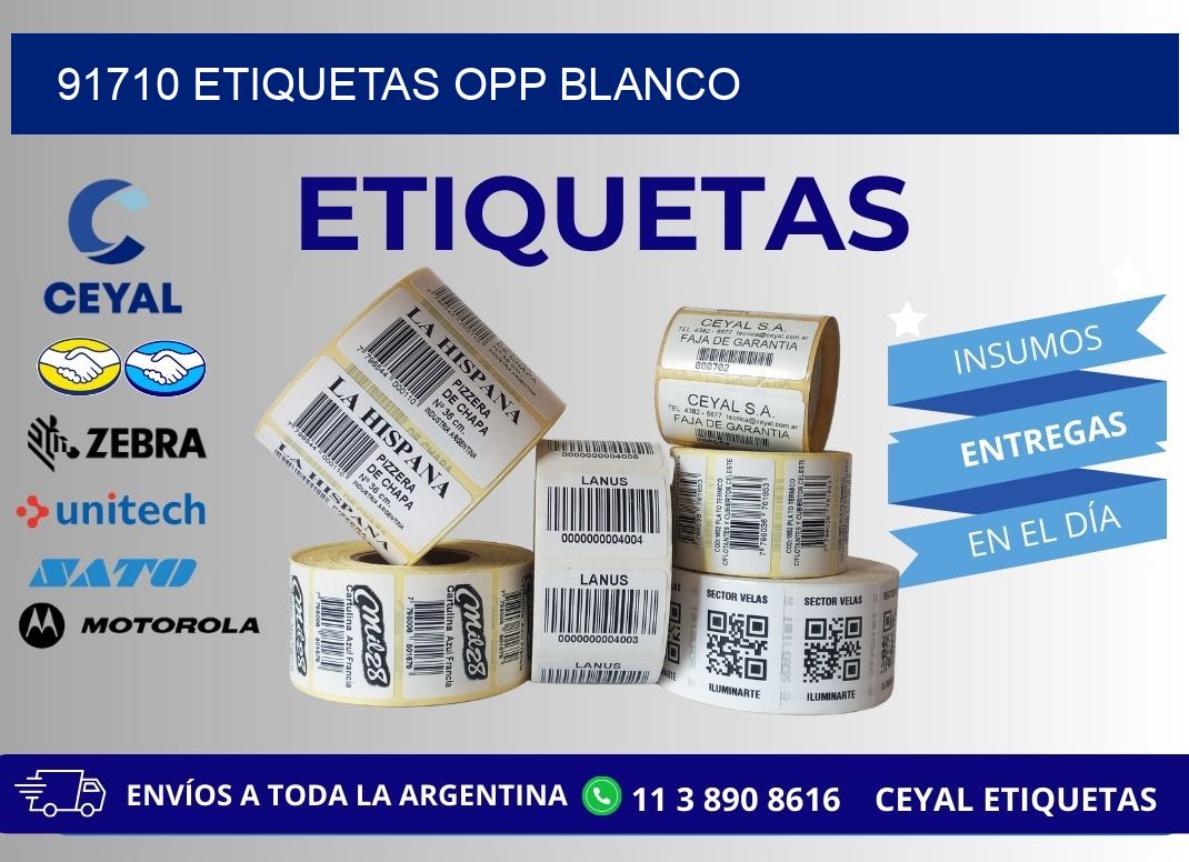 91710 etiquetas OPP blanco