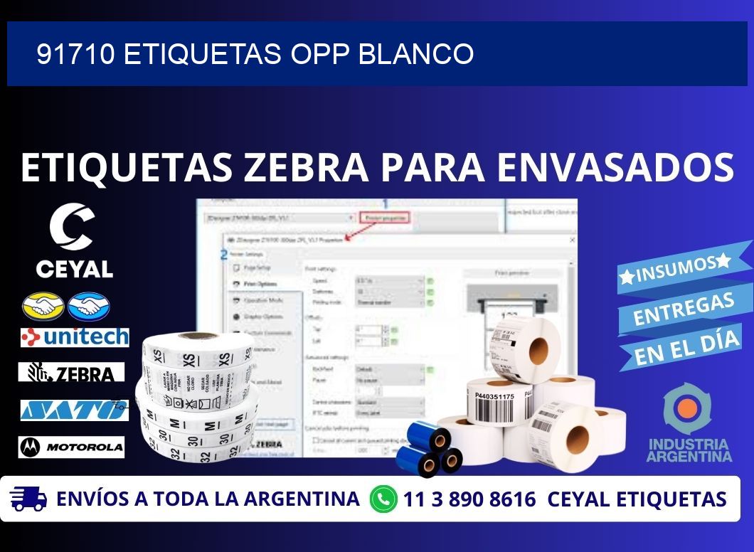 91710 etiquetas OPP blanco