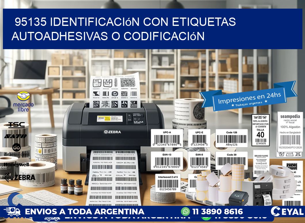 95135 identificación con etiquetas autoadhesivas o codificación