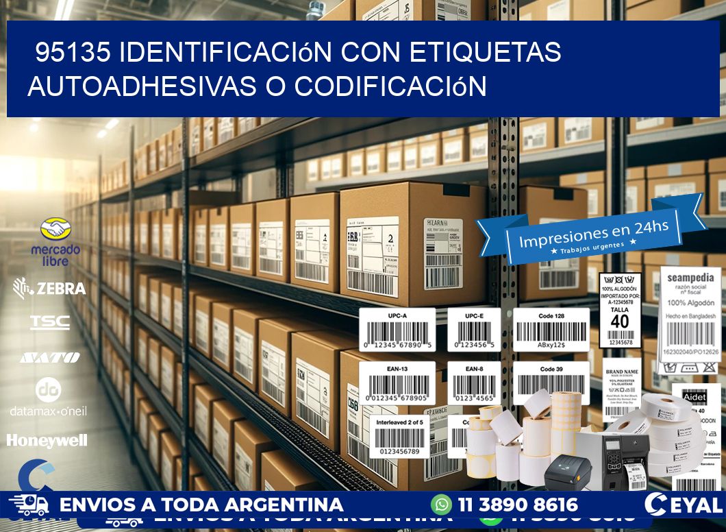 95135 identificación con etiquetas autoadhesivas o codificación