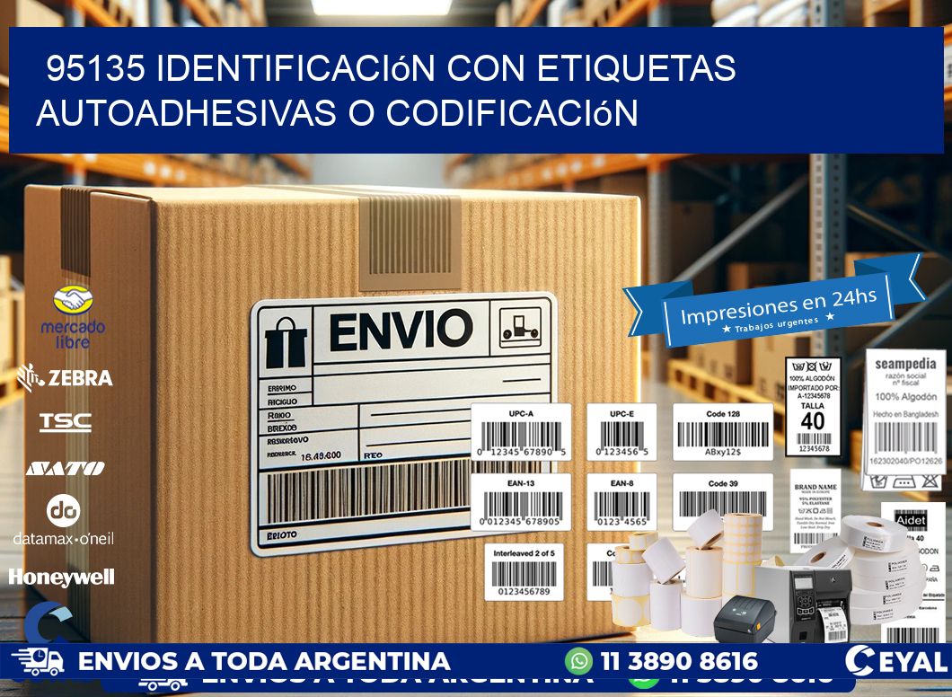 95135 identificación con etiquetas autoadhesivas o codificación
