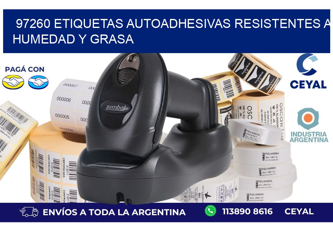 97260 etiquetas autoadhesivas resistentes a humedad y grasa