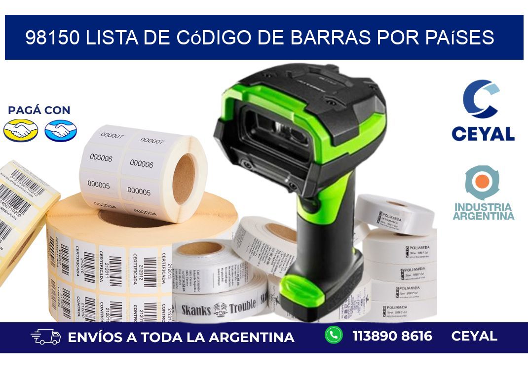98150 Lista de código de barras por países