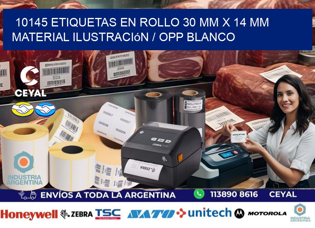 10145 Etiquetas en rollo 30 mm x 14 mm material Ilustración / OPP Blanco