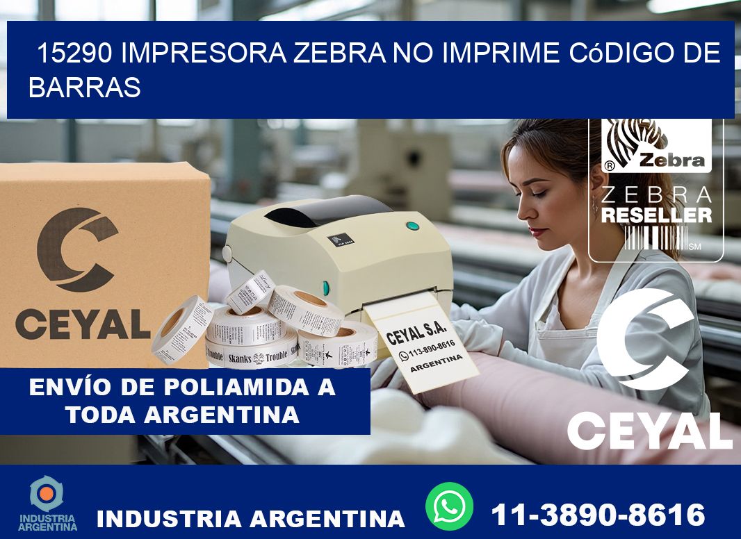 15290 impresora Zebra no imprime código de barras