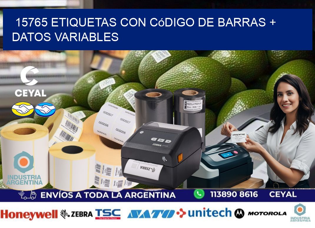 15765 etiquetas con código de barras + datos variables