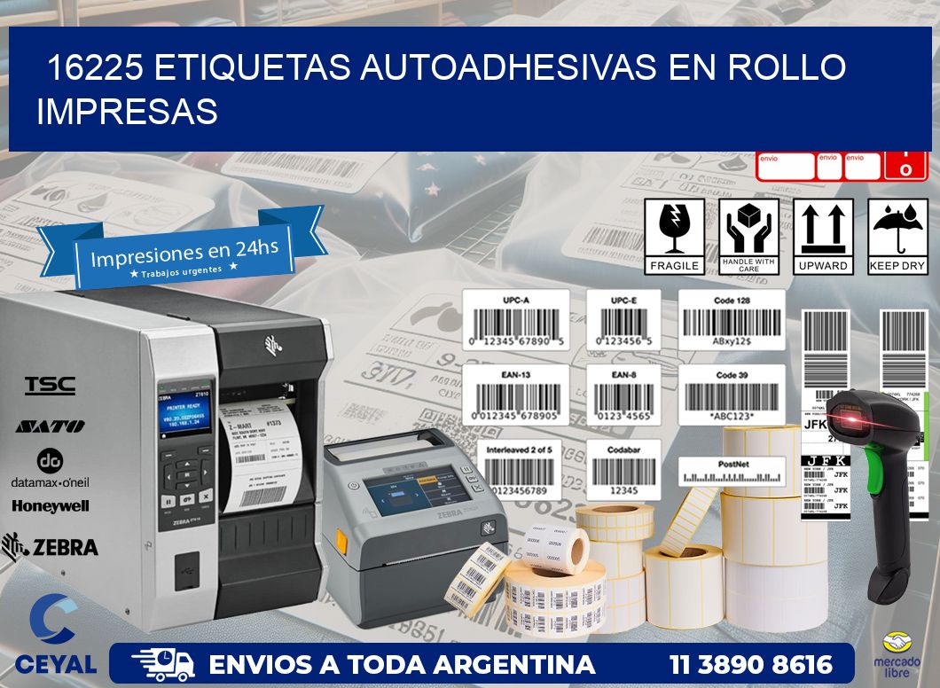 16225 Etiquetas autoadhesivas en rollo impresas