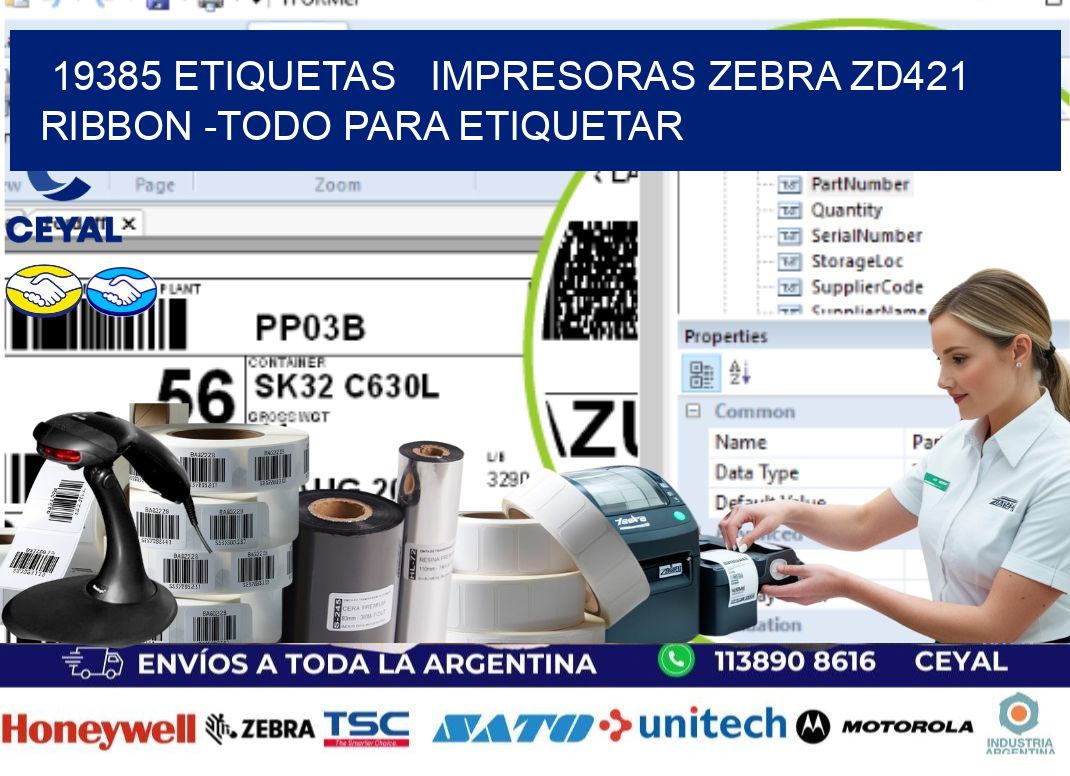 19385 etiquetas   impresoras zebra zd421 ribbon -Todo para Etiquetar
