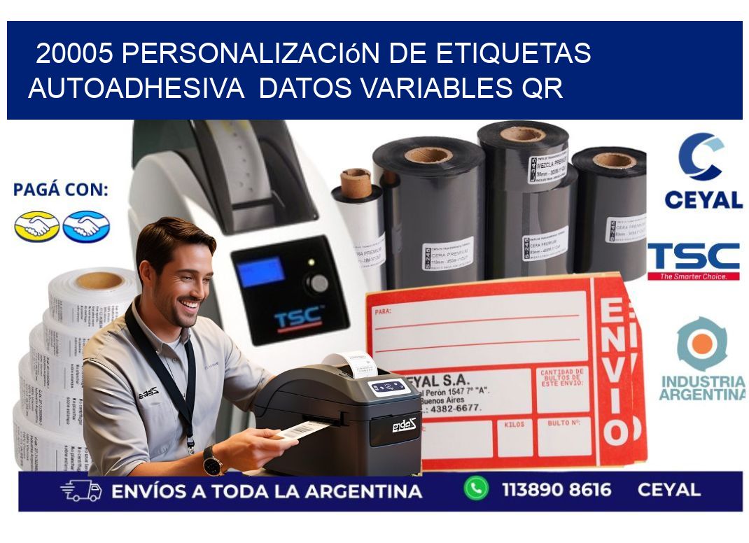 20005 Personalización de etiquetas autoadhesiva  datos variables QR
