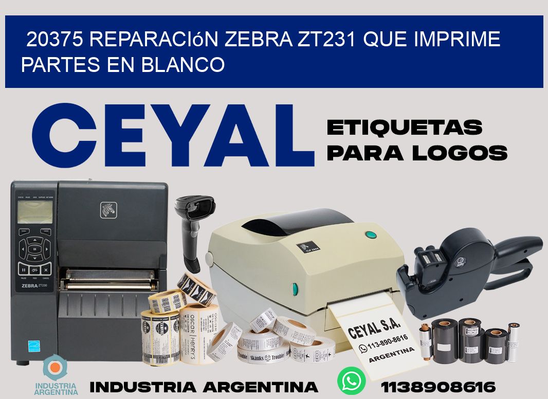 20375 reparación zebra zt231 que imprime partes en blanco