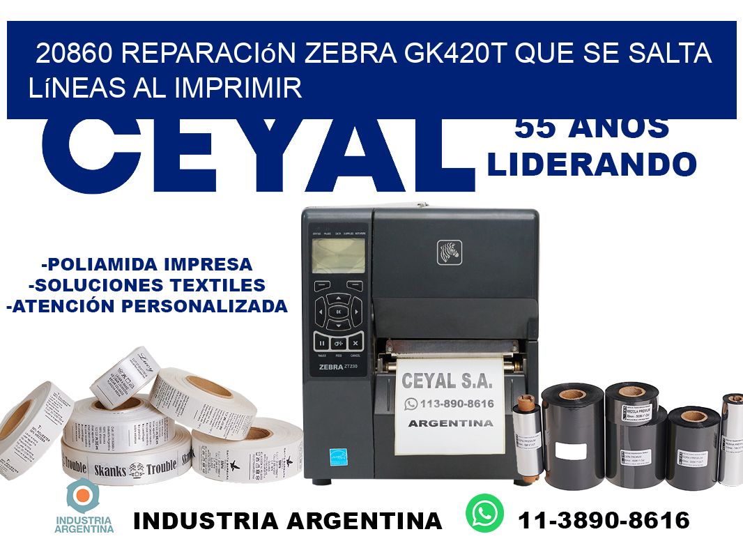 20860 reparación zebra gk420t que se salta líneas al imprimir