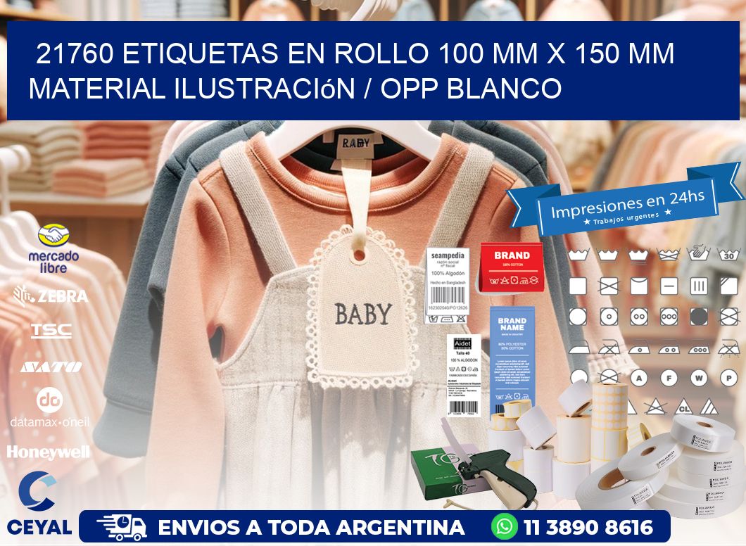 21760 Etiquetas en rollo 100 mm x 150 mm material Ilustración / OPP Blanco