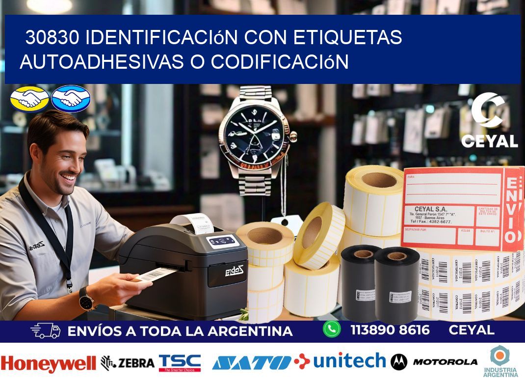 30830 identificación con etiquetas autoadhesivas o codificación