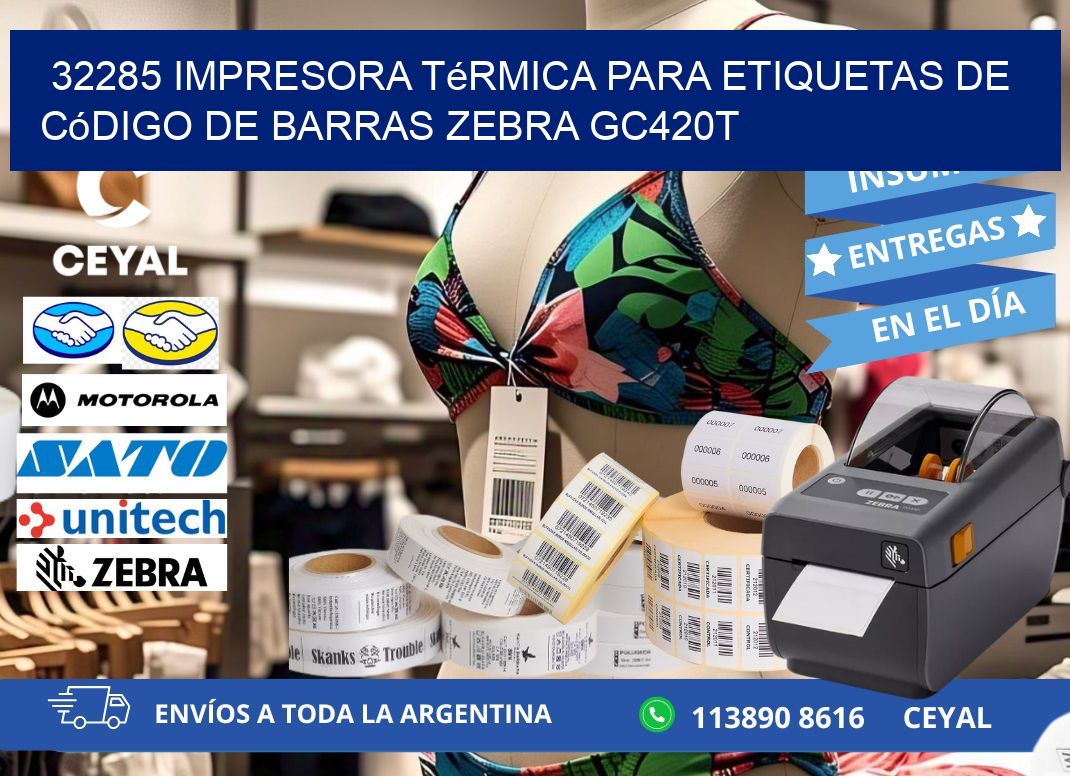 32285 impresora térmica para etiquetas de código de barras Zebra GC420T