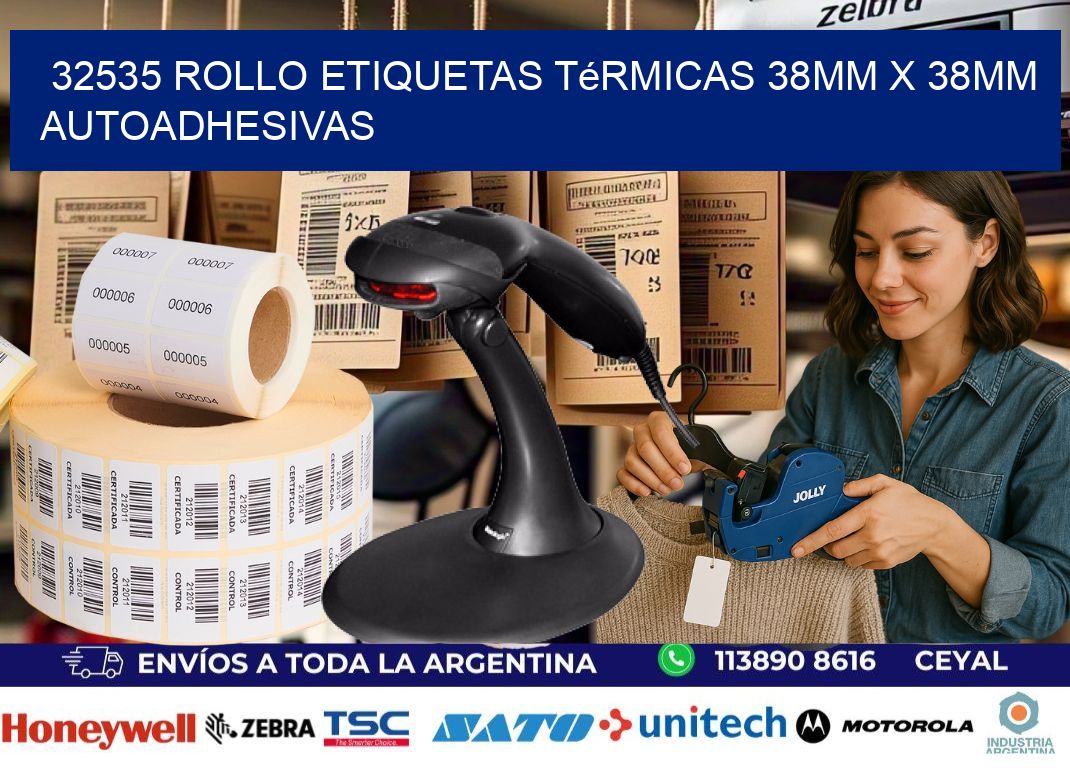 32535 Rollo Etiquetas Térmicas 38mm X 38mm Autoadhesivas