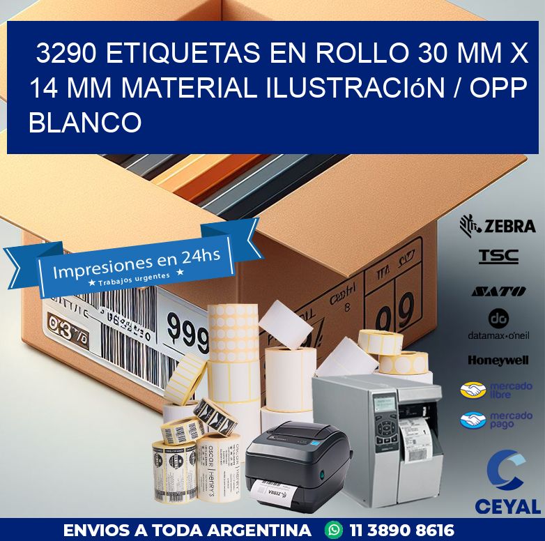 3290 Etiquetas en rollo 30 mm x 14 mm material Ilustración / OPP Blanco