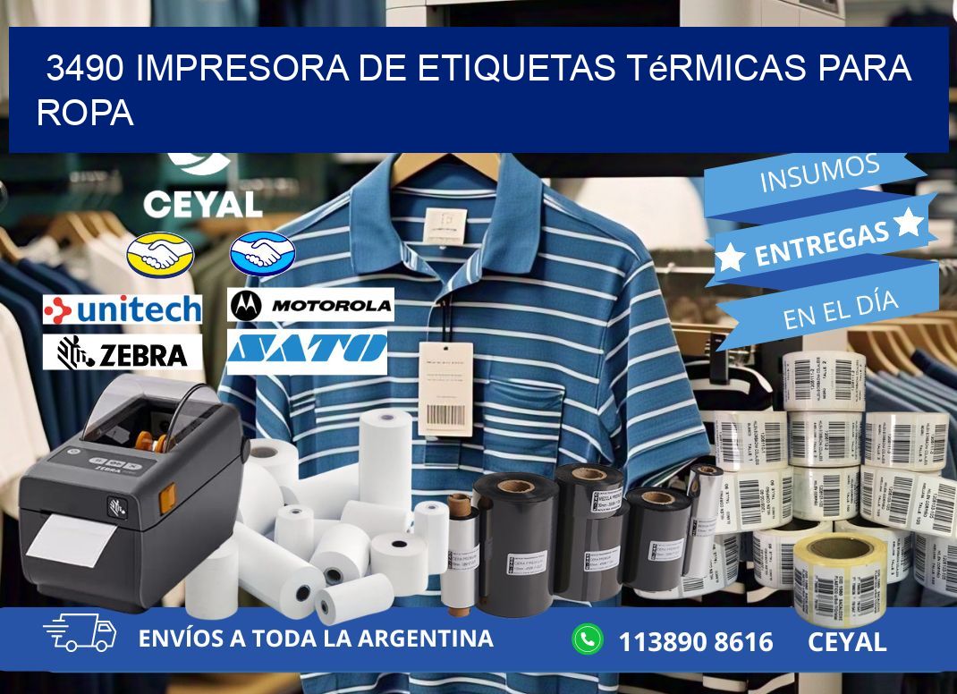 3490 impresora de etiquetas térmicas para ropa