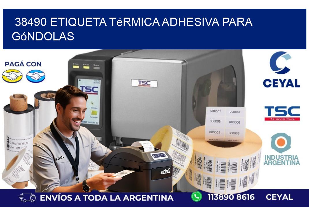 38490 Etiqueta térmica adhesiva para góndolas
