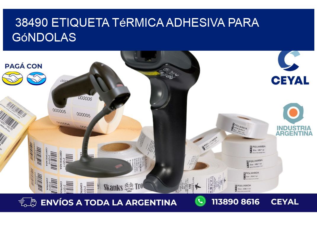 38490 Etiqueta térmica adhesiva para góndolas