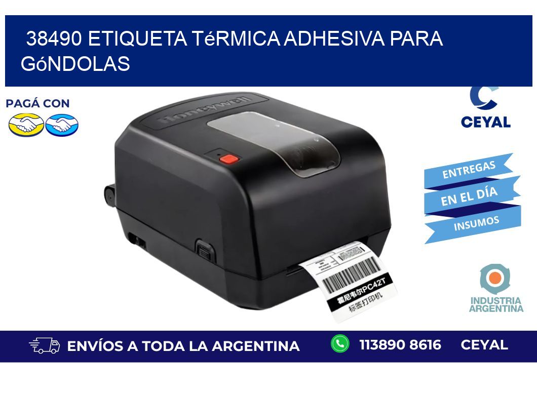 38490 Etiqueta térmica adhesiva para góndolas