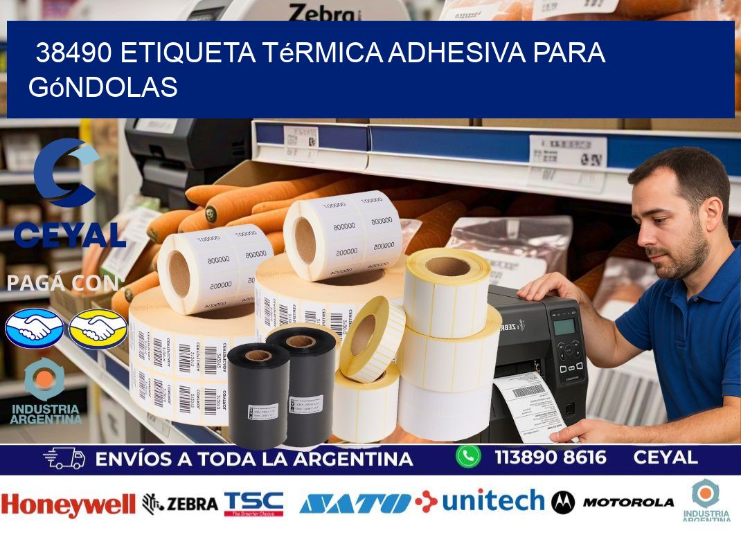 38490 Etiqueta térmica adhesiva para góndolas