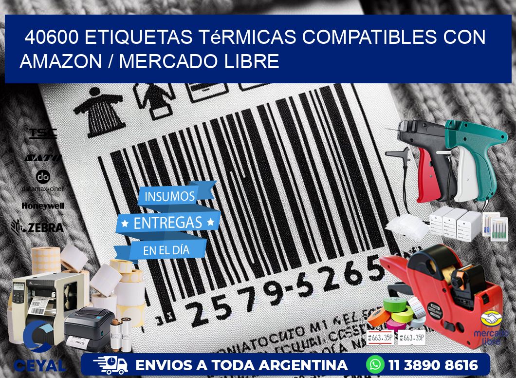 40600 etiquetas térmicas compatibles con Amazon / Mercado Libre