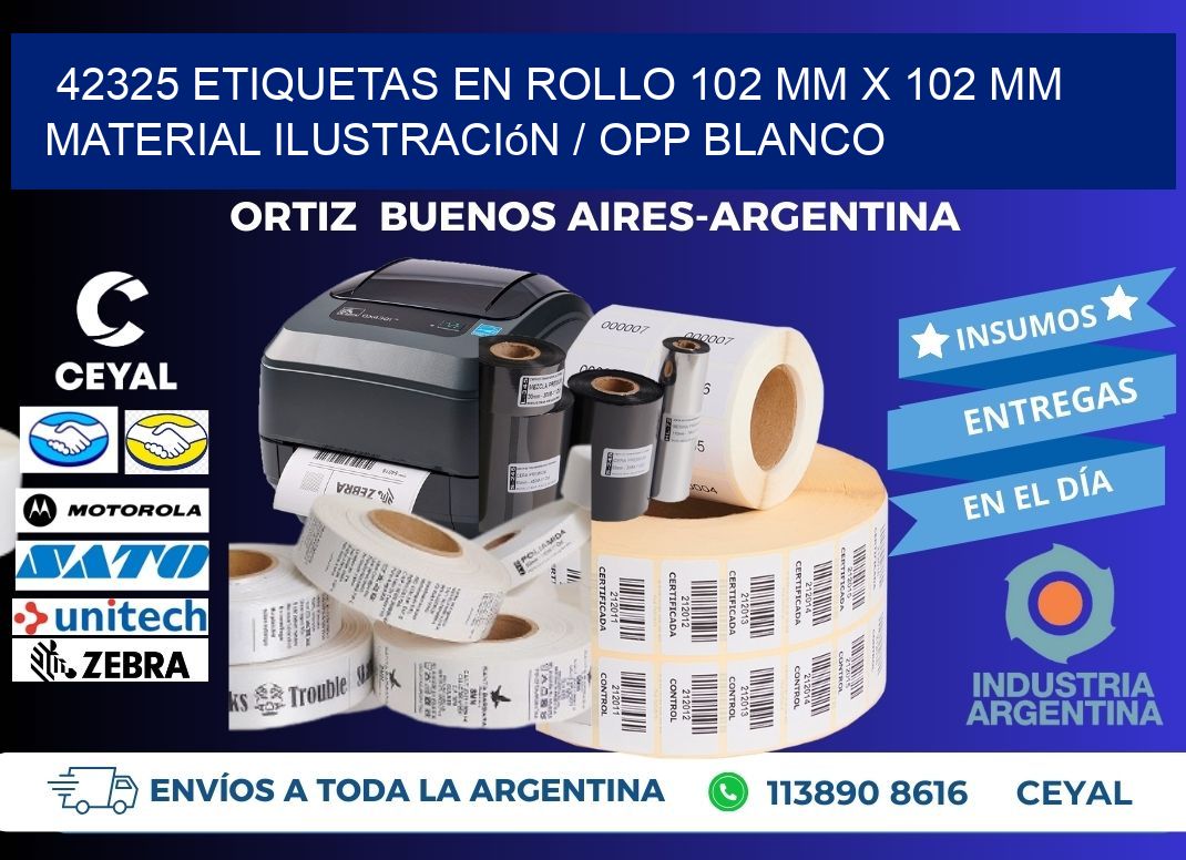 42325 Etiquetas en rollo 102 mm x 102 mm material Ilustración / OPP Blanco