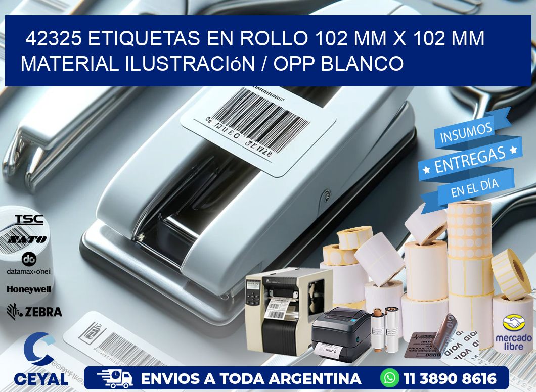42325 Etiquetas en rollo 102 mm x 102 mm material Ilustración / OPP Blanco