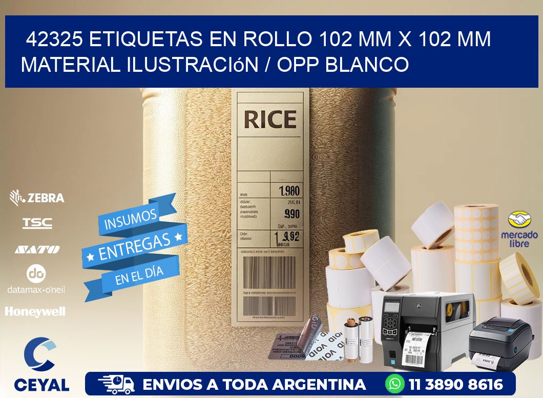 42325 Etiquetas en rollo 102 mm x 102 mm material Ilustración / OPP Blanco