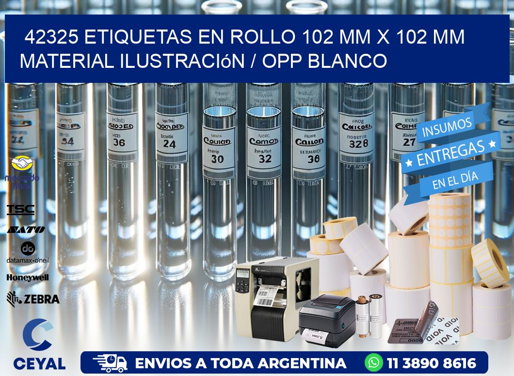 42325 Etiquetas en rollo 102 mm x 102 mm material Ilustración / OPP Blanco