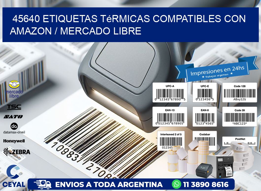 45640 etiquetas térmicas compatibles con Amazon / Mercado Libre