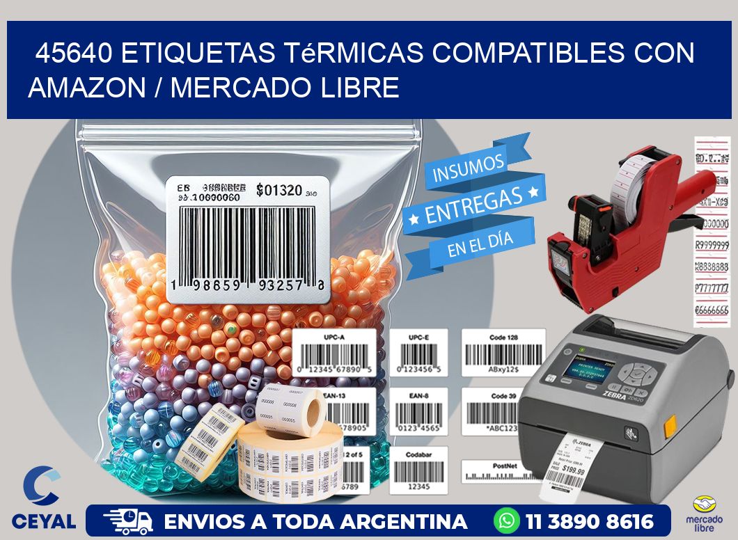 45640 etiquetas térmicas compatibles con Amazon / Mercado Libre