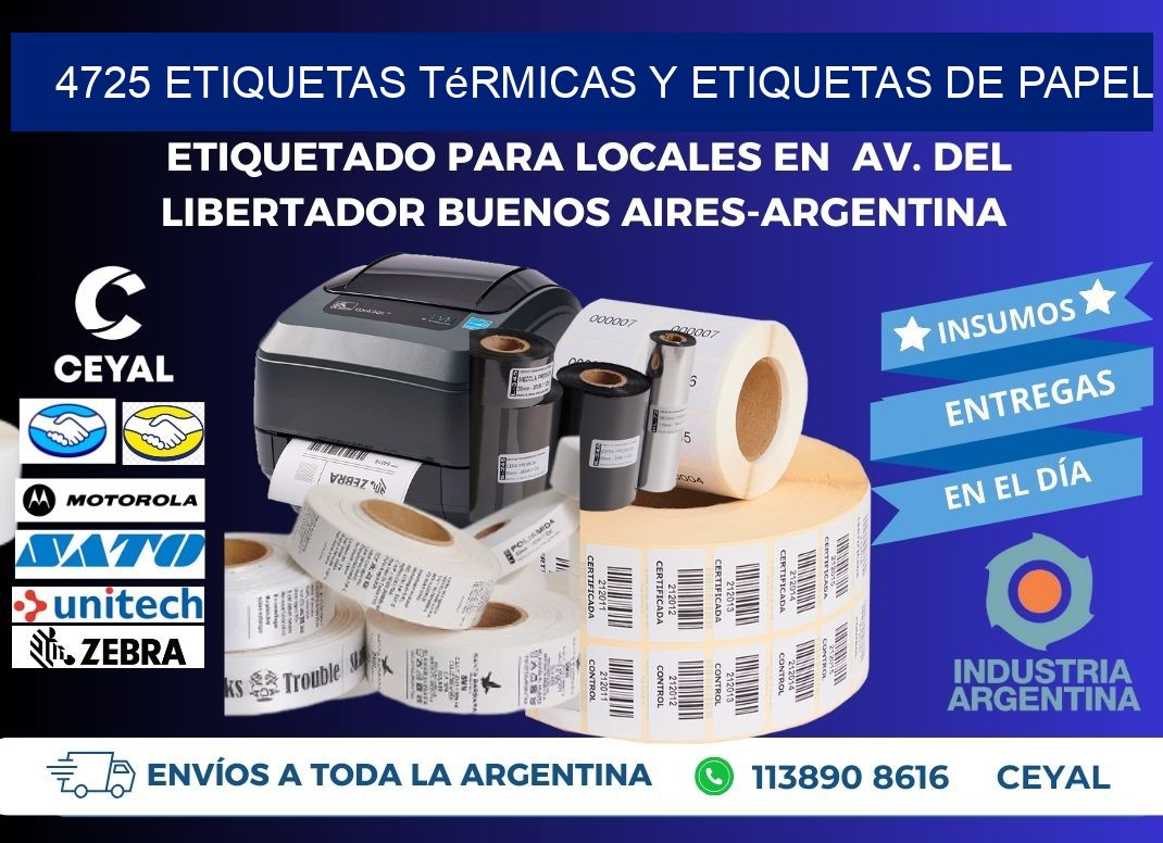 4725 etiquetas térmicas y etiquetas de papel