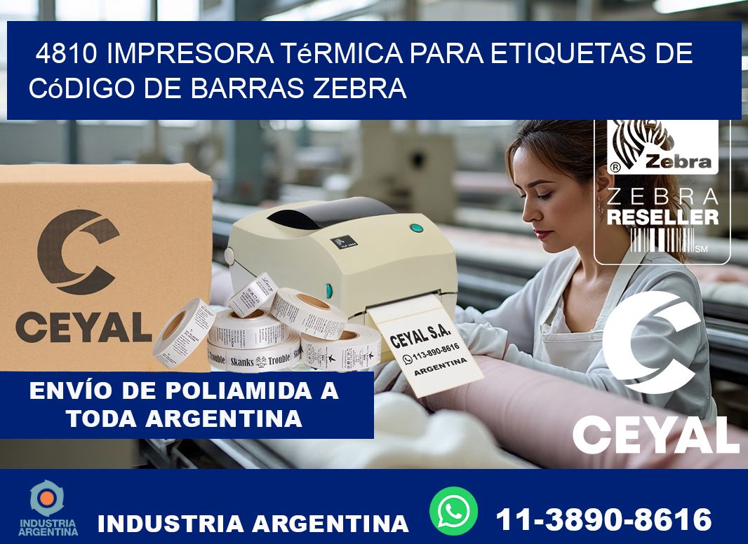 4810 impresora térmica para etiquetas de código de barras Zebra