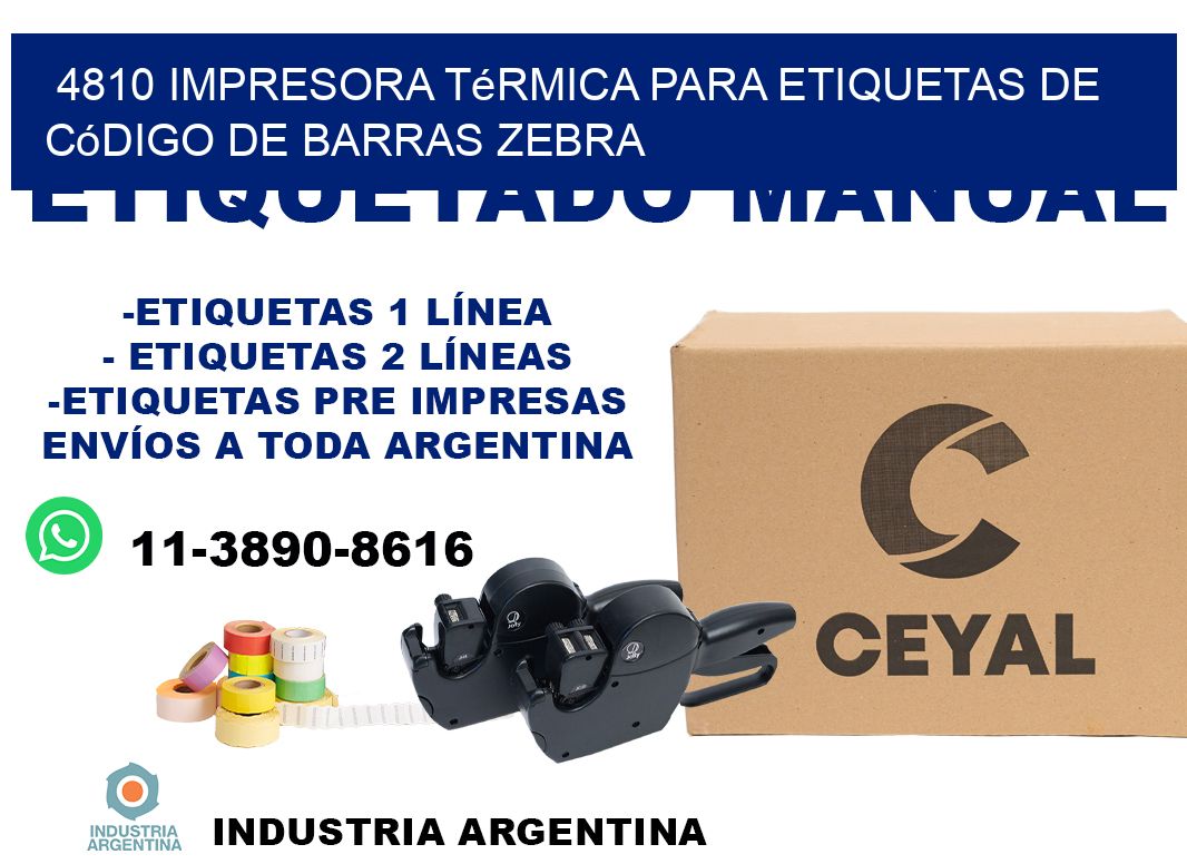 4810 impresora térmica para etiquetas de código de barras Zebra