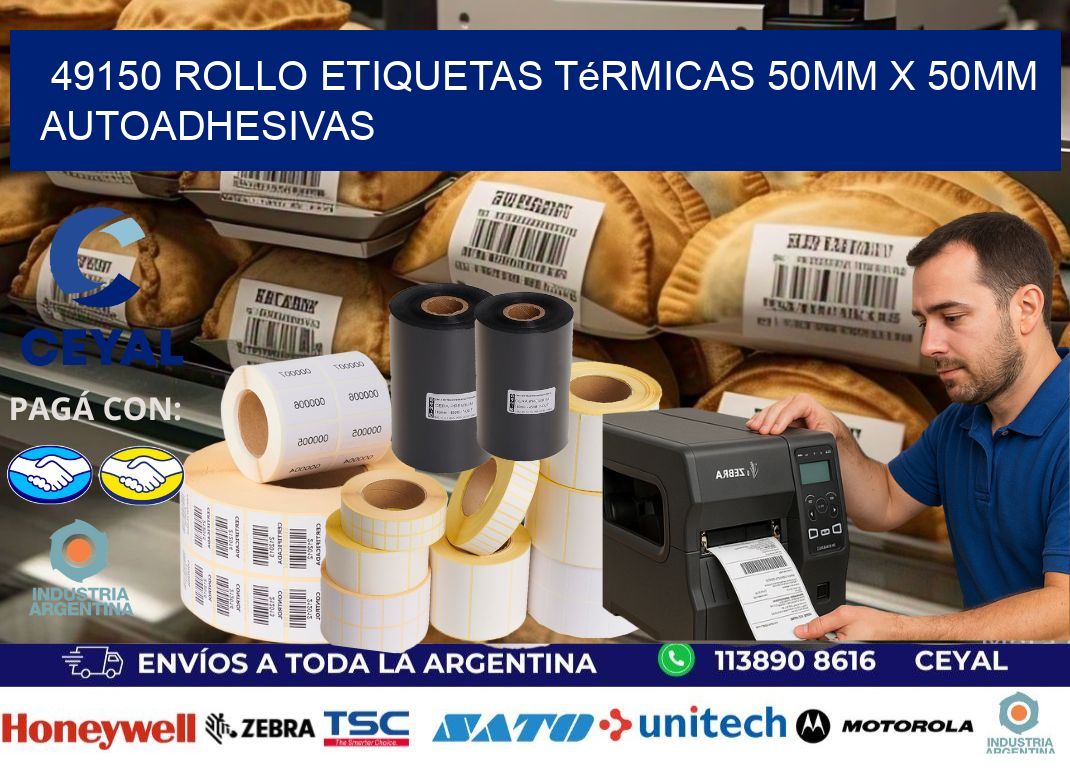 49150 Rollo Etiquetas Térmicas 50mm X 50mm Autoadhesivas