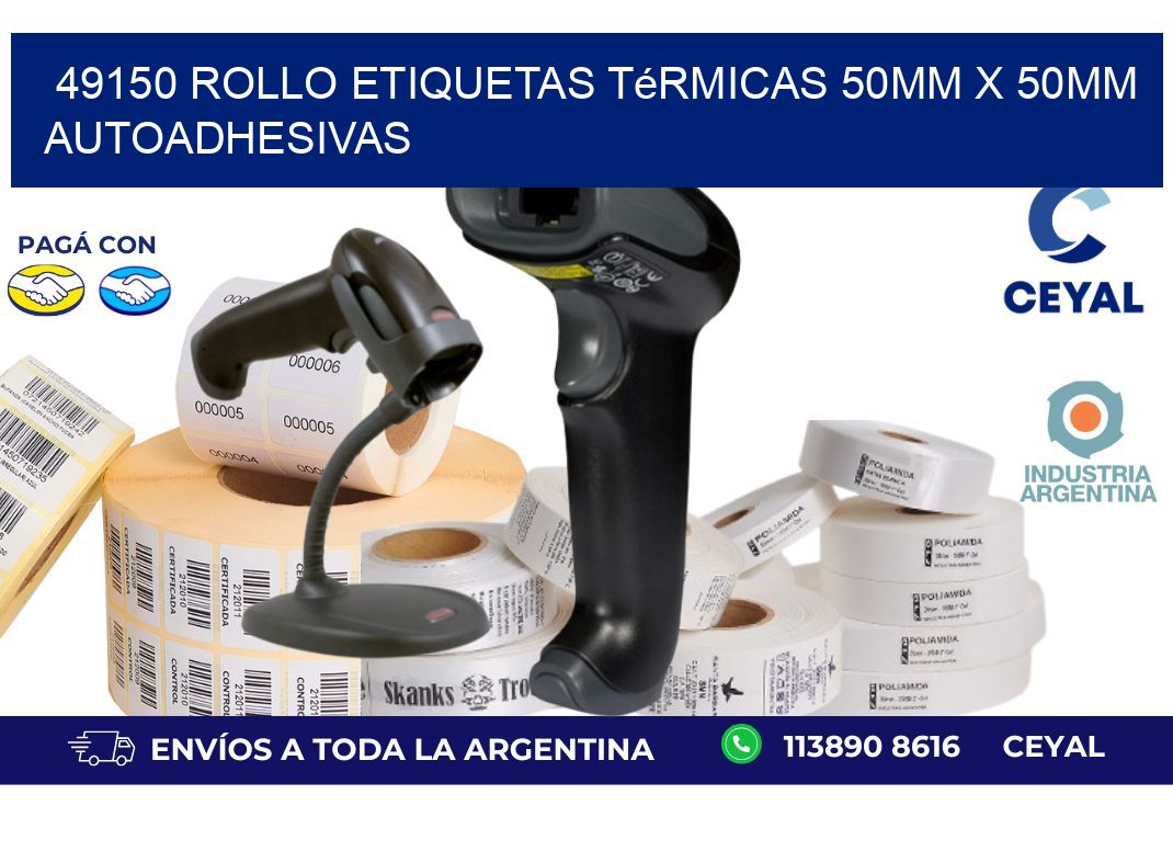 49150 Rollo Etiquetas Térmicas 50mm X 50mm Autoadhesivas