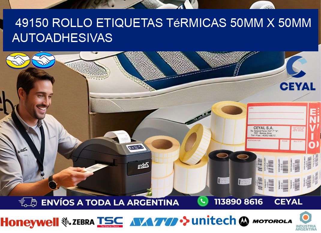 49150 Rollo Etiquetas Térmicas 50mm X 50mm Autoadhesivas