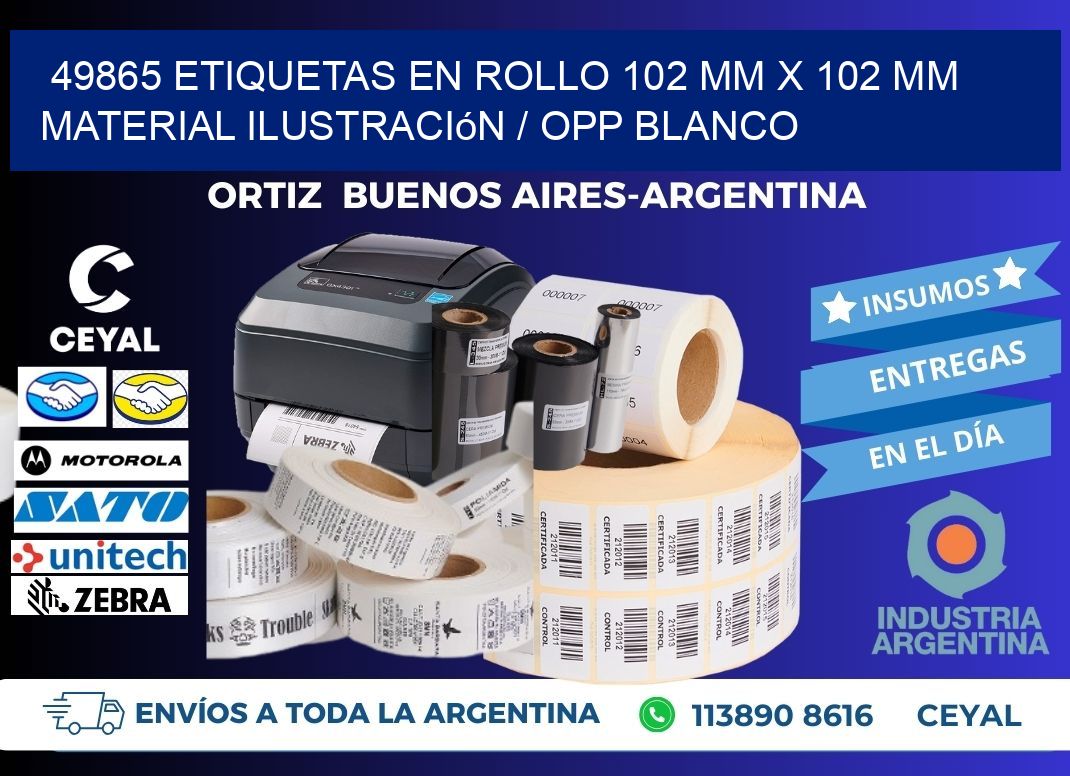 49865 Etiquetas en rollo 102 mm x 102 mm material Ilustración / OPP Blanco