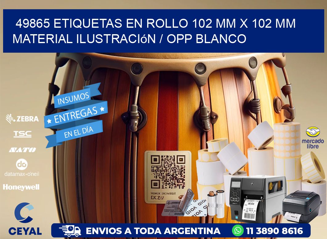 49865 Etiquetas en rollo 102 mm x 102 mm material Ilustración / OPP Blanco
