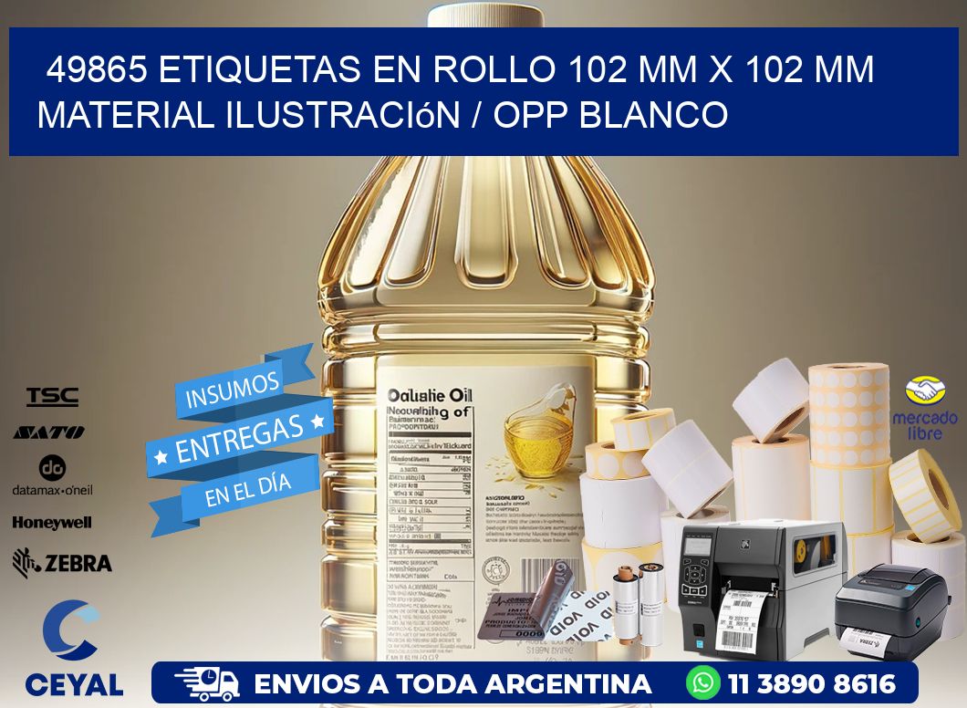 49865 Etiquetas en rollo 102 mm x 102 mm material Ilustración / OPP Blanco