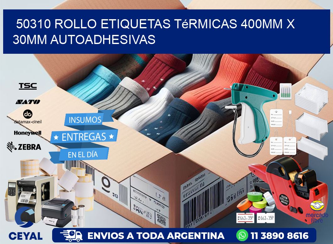 50310 Rollo Etiquetas Térmicas 400mm X 30mm Autoadhesivas