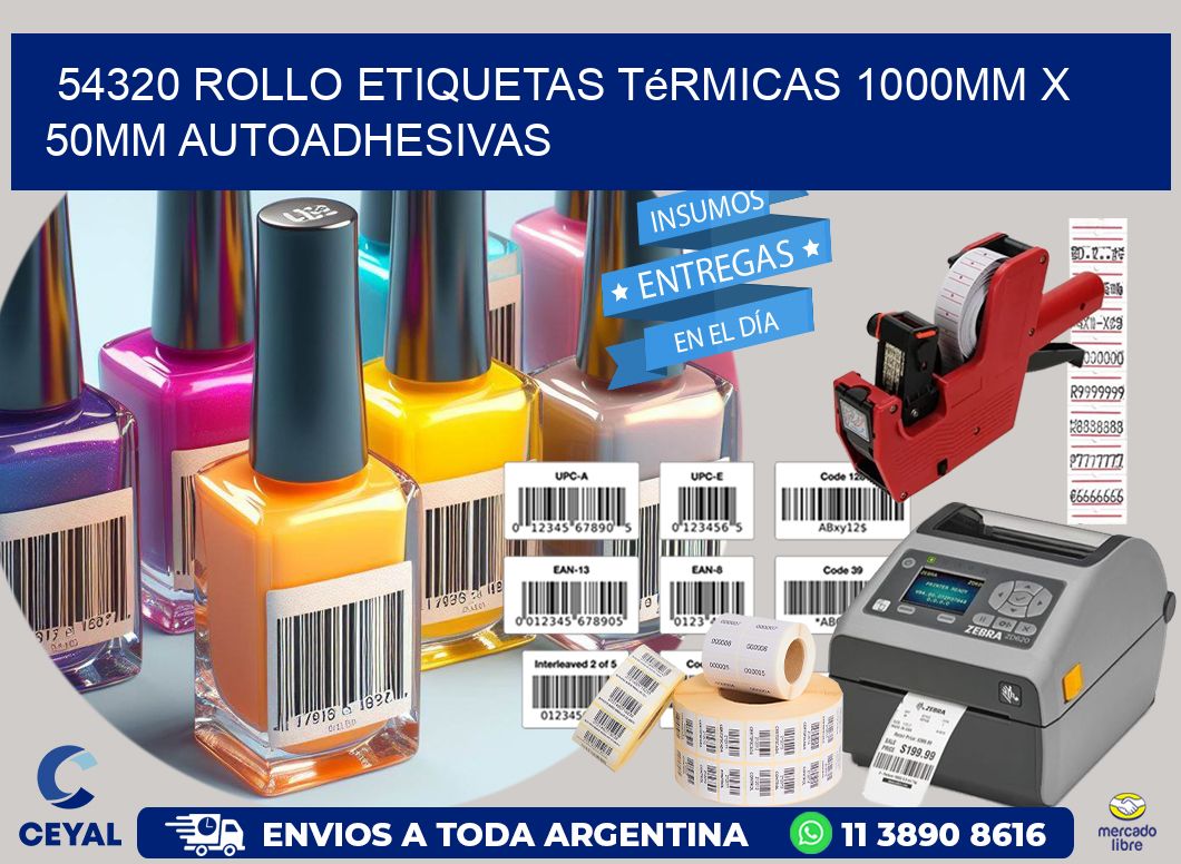 54320 Rollo Etiquetas Térmicas 1000mm X 50mm Autoadhesivas